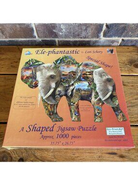 SUNSOUT INC - Ele-Phantastic - 1000 pc Elephant-Shaped Puzzle by Lori Schory